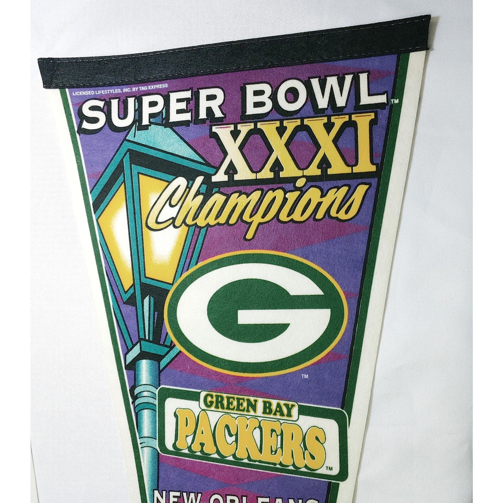Vintage‎ Green Bay Packers Super Bowl XXXI 31 Pennant New Orleans 1997